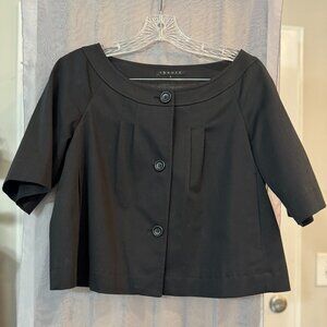 Theory Cropped Black Jacket Cotton Stretch Button Front Blazer S